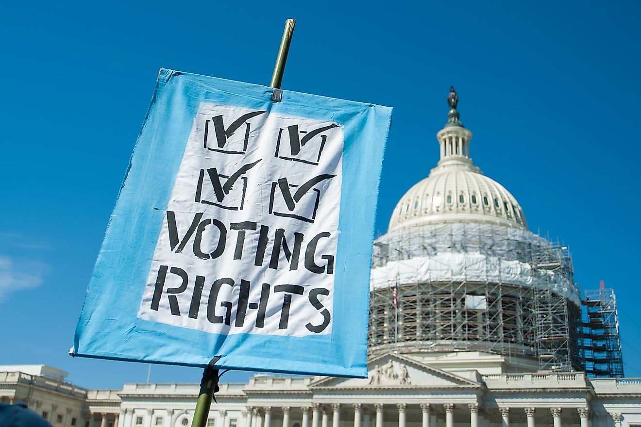 According to the Voting Rights Act of 1965, all types of discrimination connected to voting is prohibited.