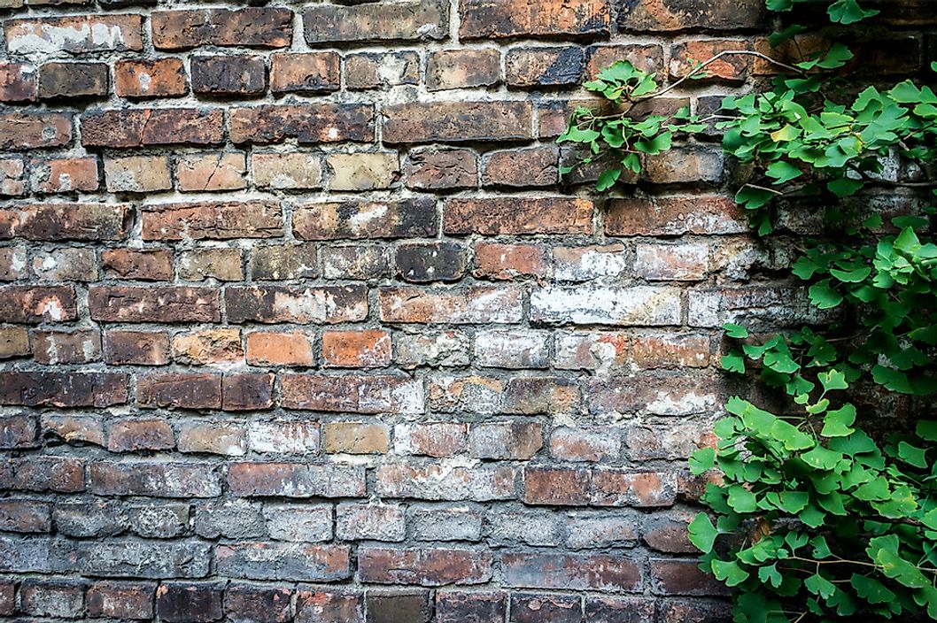 A segment of the wall that enclosed the Jewish ghetto during World War II in Warsaw, Poland.