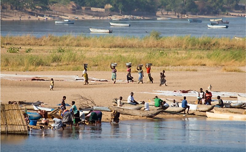 Lake Malawi supports fishing and other economic activities.