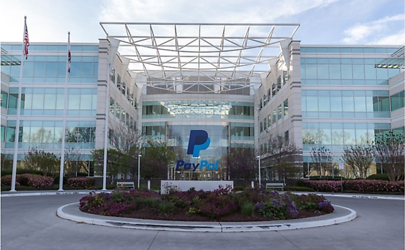 Exterior view of Paypal 's headquarters in Silicon Valley. Editorial credit: JHVEPhoto / Shutterstock.com