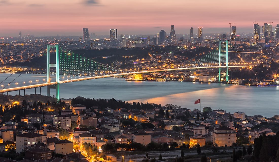 Bosporus Bridge connecting European Istanbul to Asian Istanbul. 