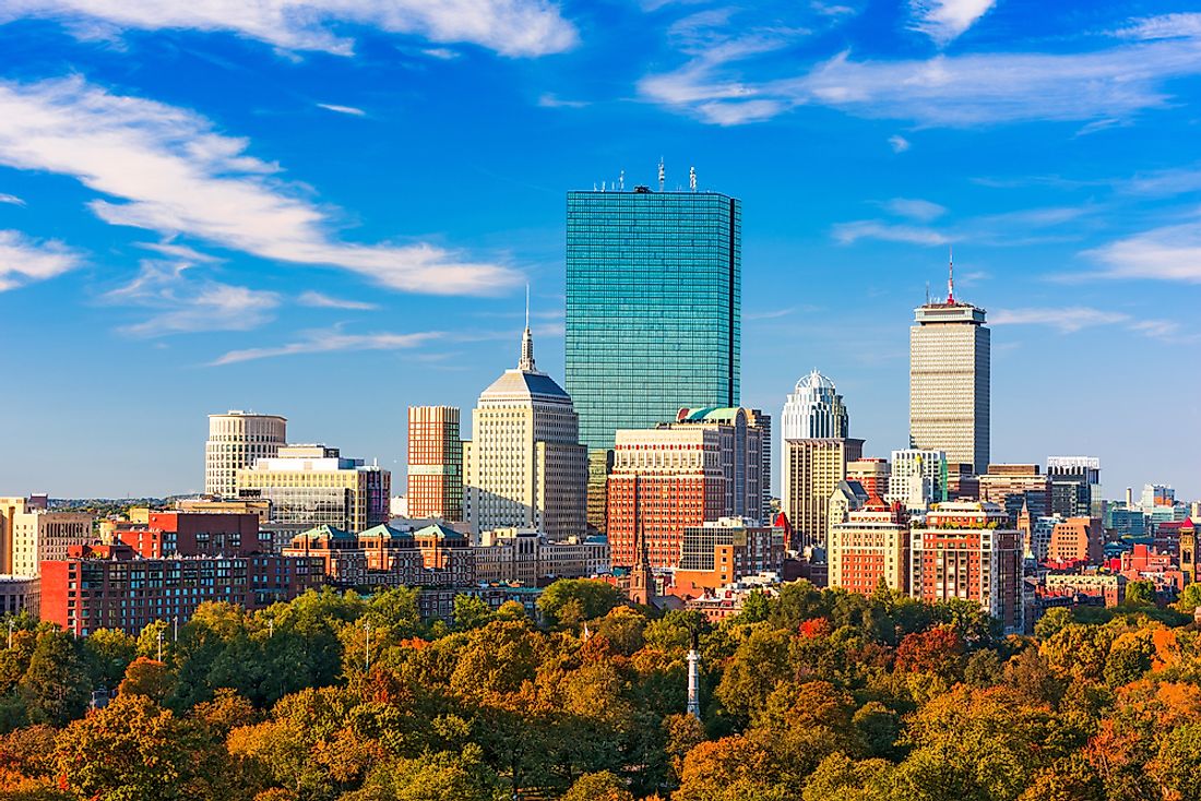 The skyline of Boston, USA. 