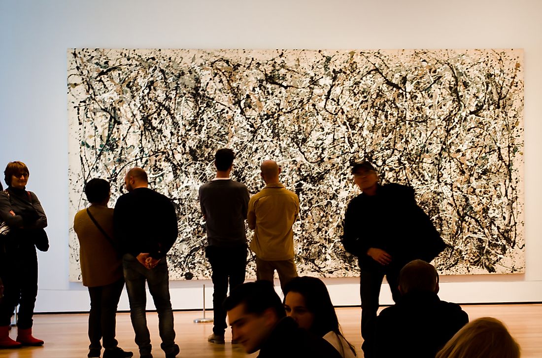 Patrons admire Pollock's "Number 31" in a New York art gallery. Photo credit: dmitro2009 / Shutterstock.com. 