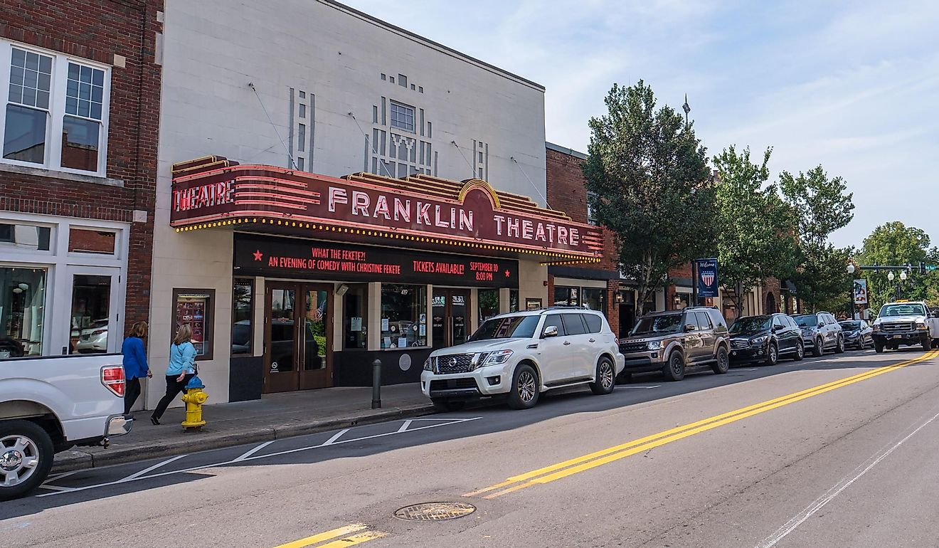 Front of Historic Franklin Theatre in Downtown Franklin. Editorial credit: William A. Morgan / Shutterstock.com