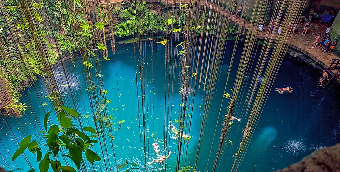 The Ik Kil Cenote in Yucatán, Mexico.