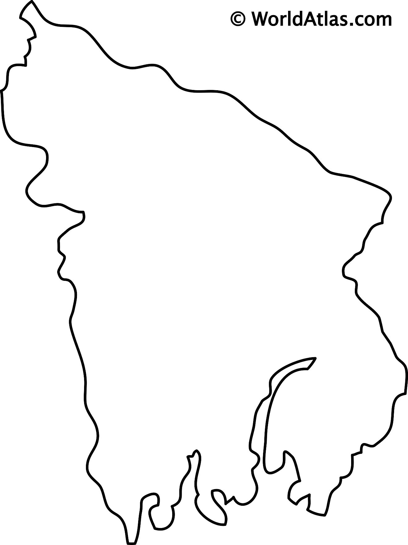Blank Outline Map of Bangladesh