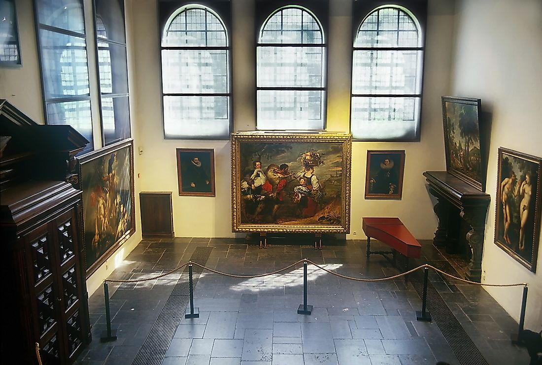 Some of painter Peter Paul Rubens's famous paintings in his home in Antwerp, Belgium.  Editorial credit: Pecold / Shutterstock.com