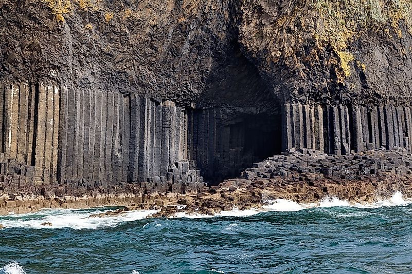 Entrance to Fingal's Cave on Staffa Island in the Southern Hebrides of Scotland. Believe it or not, those well-shapen rocks were formed by nature, not man.