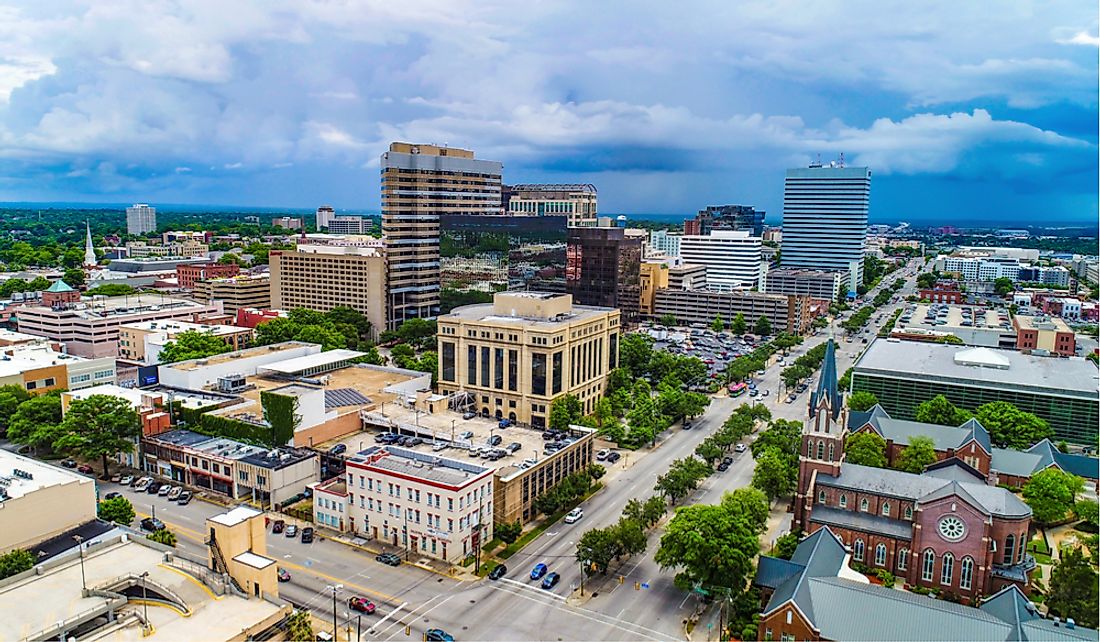 Downtown Columbia, the largest city and capital of South Carolina.
