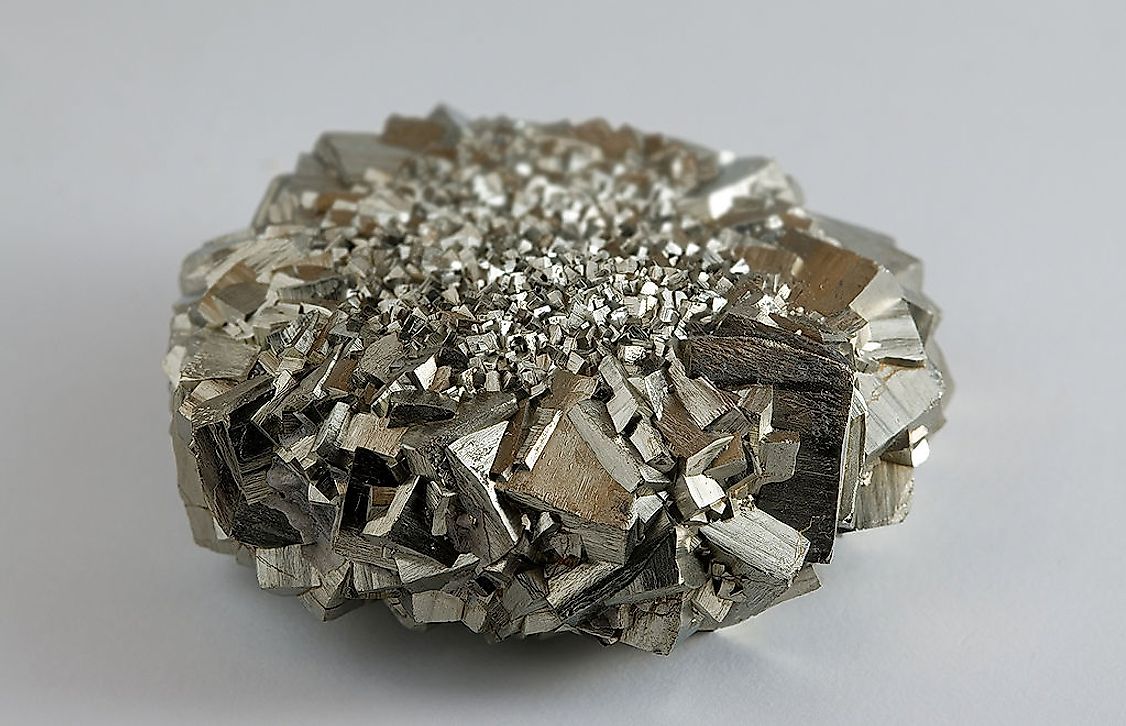 A mass of intergrown pyrite crystals.