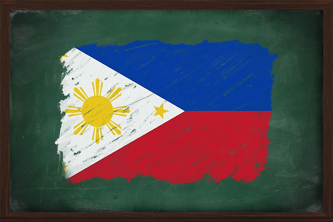 The Filipino flag on a chalkboard. 