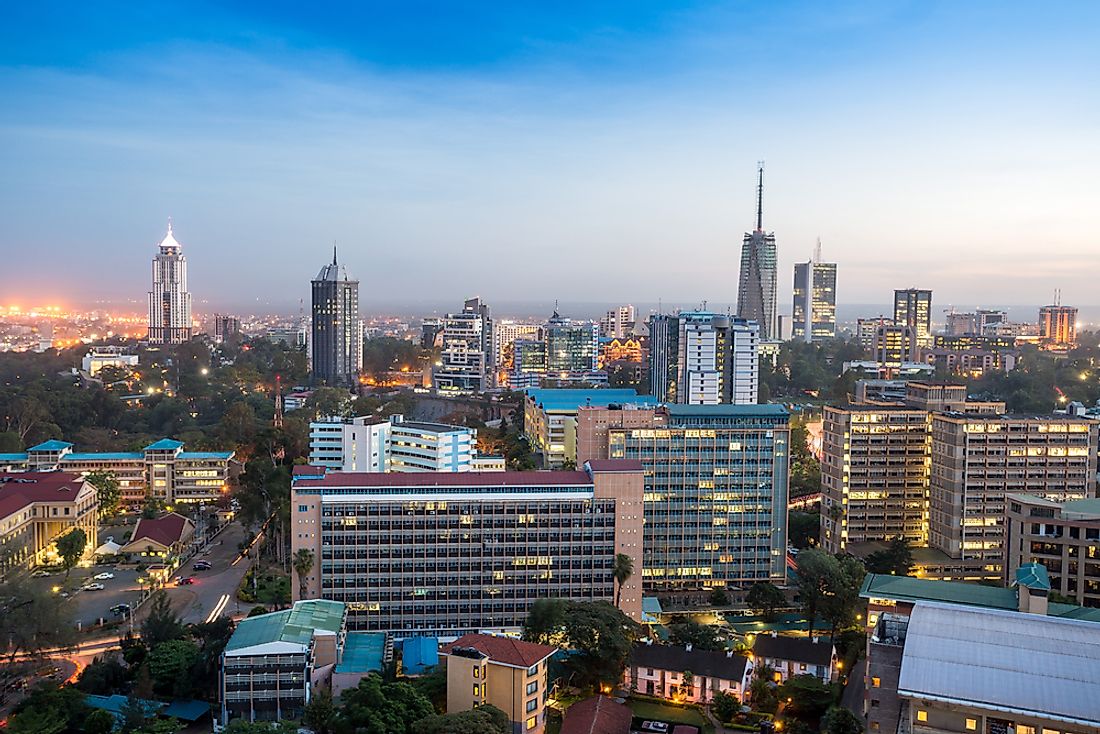 Nairobi, the largest city in Kenya. 