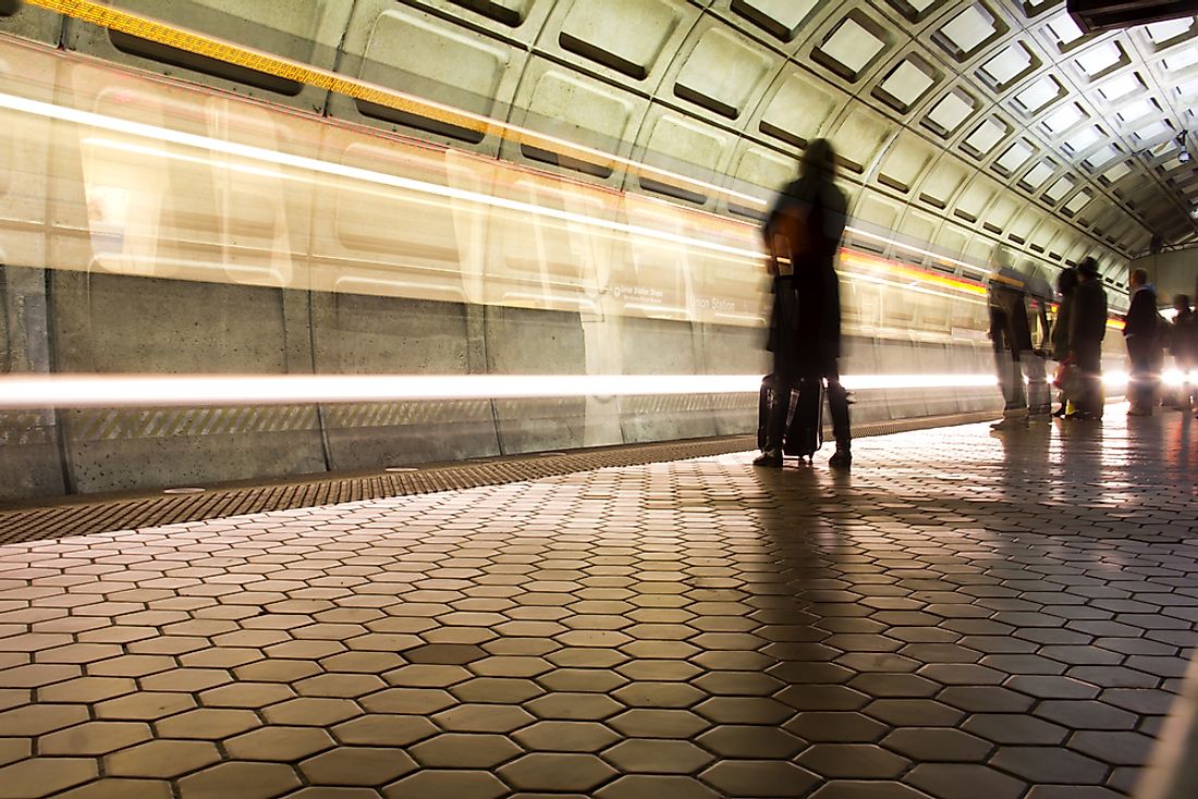 Passengers wait for a train in the metro system of Washington, D.C. 