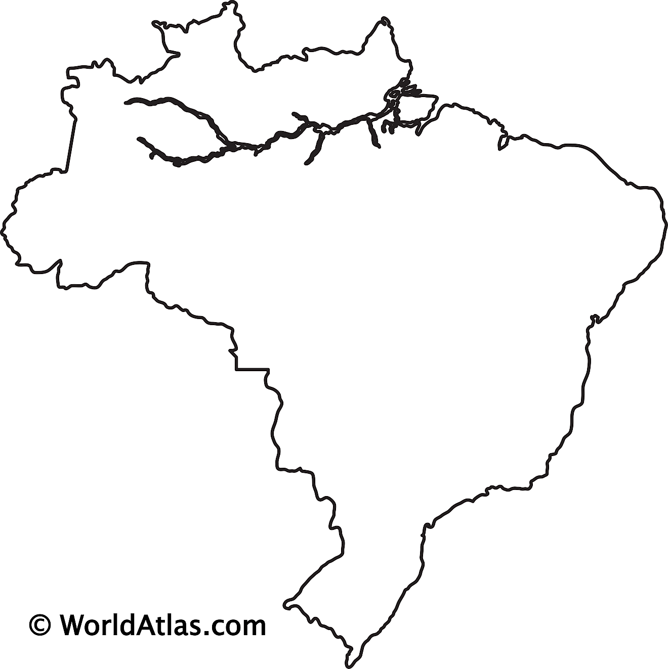 Blank Outline Map of Brazil