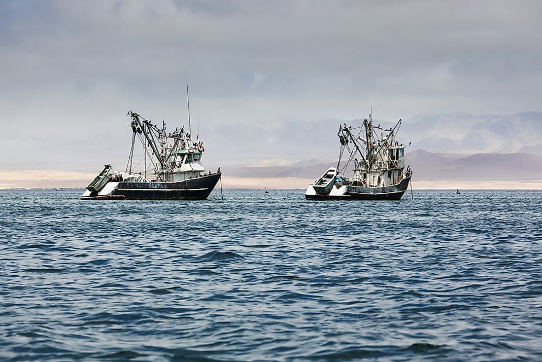 Fishing boats off the coast of Peru. 