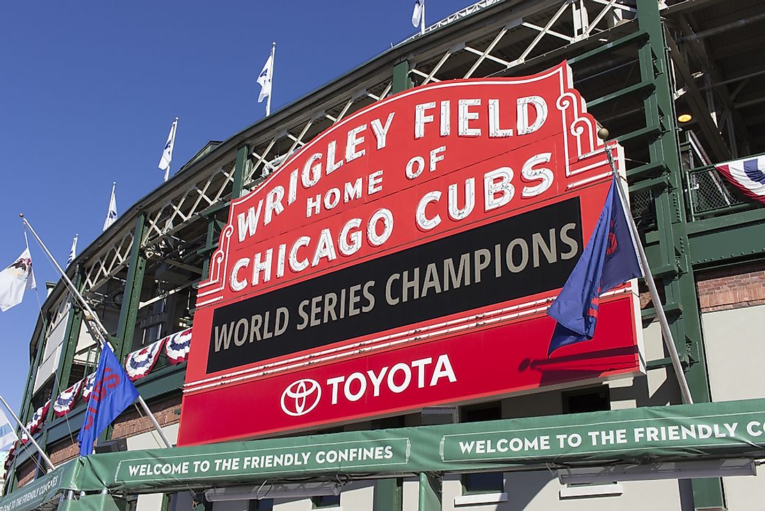 Wrigley Field is the home stadium of the Chicago Cubs. Editorial credit: Kathryn Seckman Kirsch / Shutterstock.com
