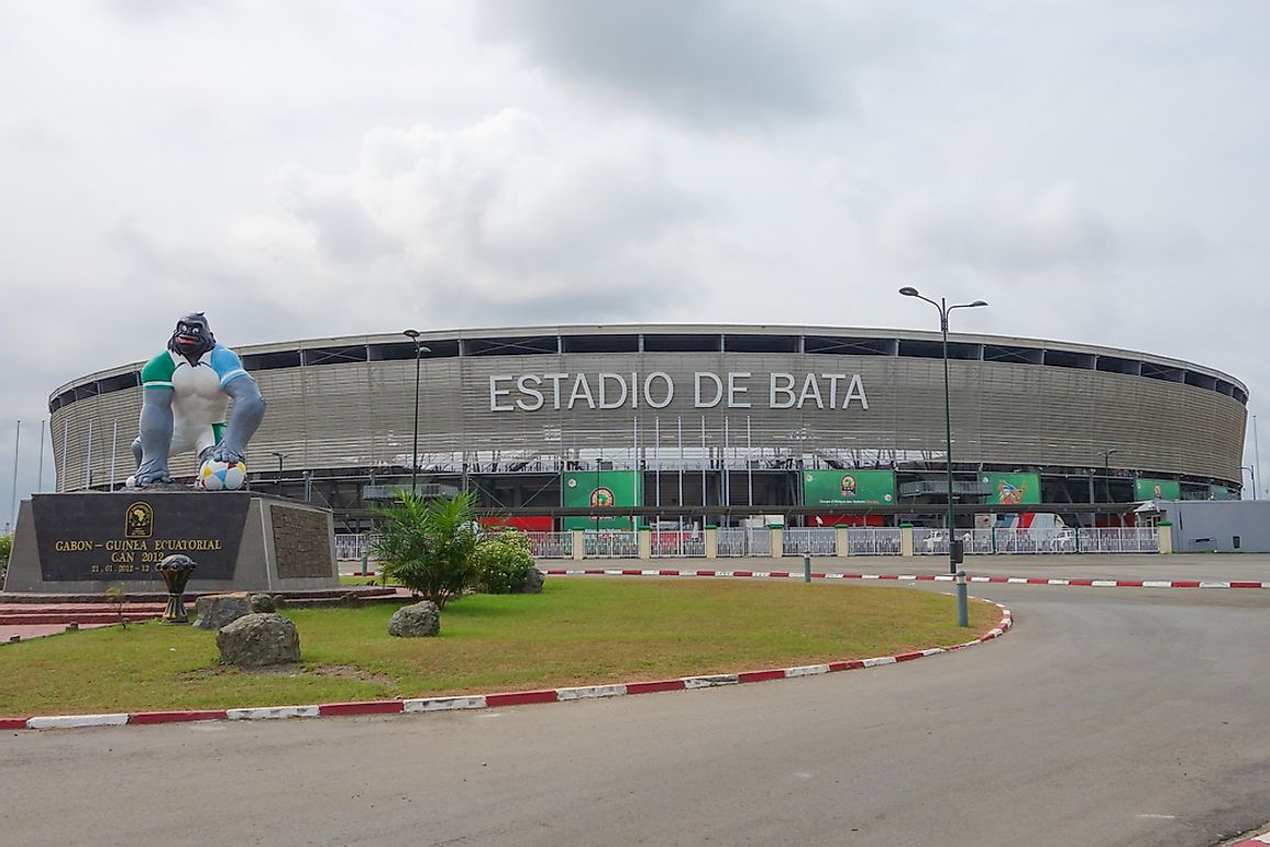 Estadio de Bata, Spanish for Bata Stadium. Equatoguinean Spanish is the largest language in Equatorial Guinea. Editorial credit: alarico / Shutterstock.com