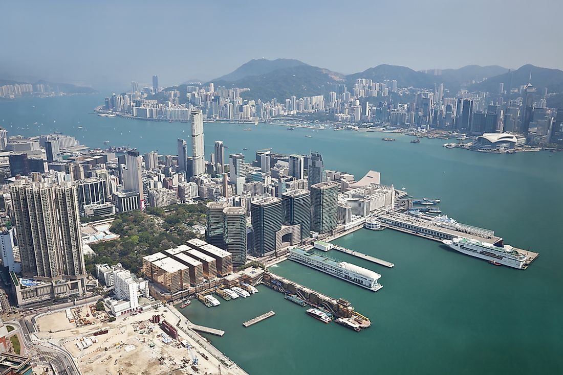 The Kowloon Peninsula in the foreground. 