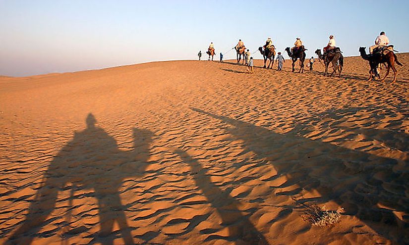 The Thar desert ecoregion is shared by both India and Pakistan.