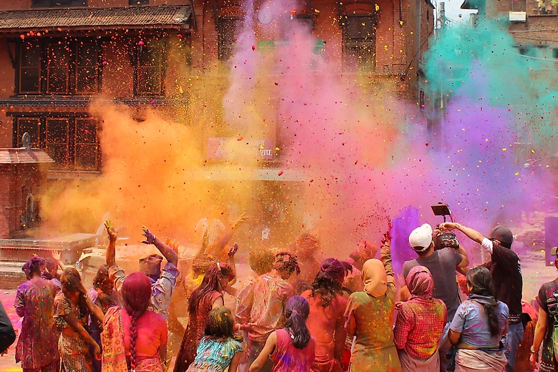 Colored powders are used to celebrate the Holi Festival.