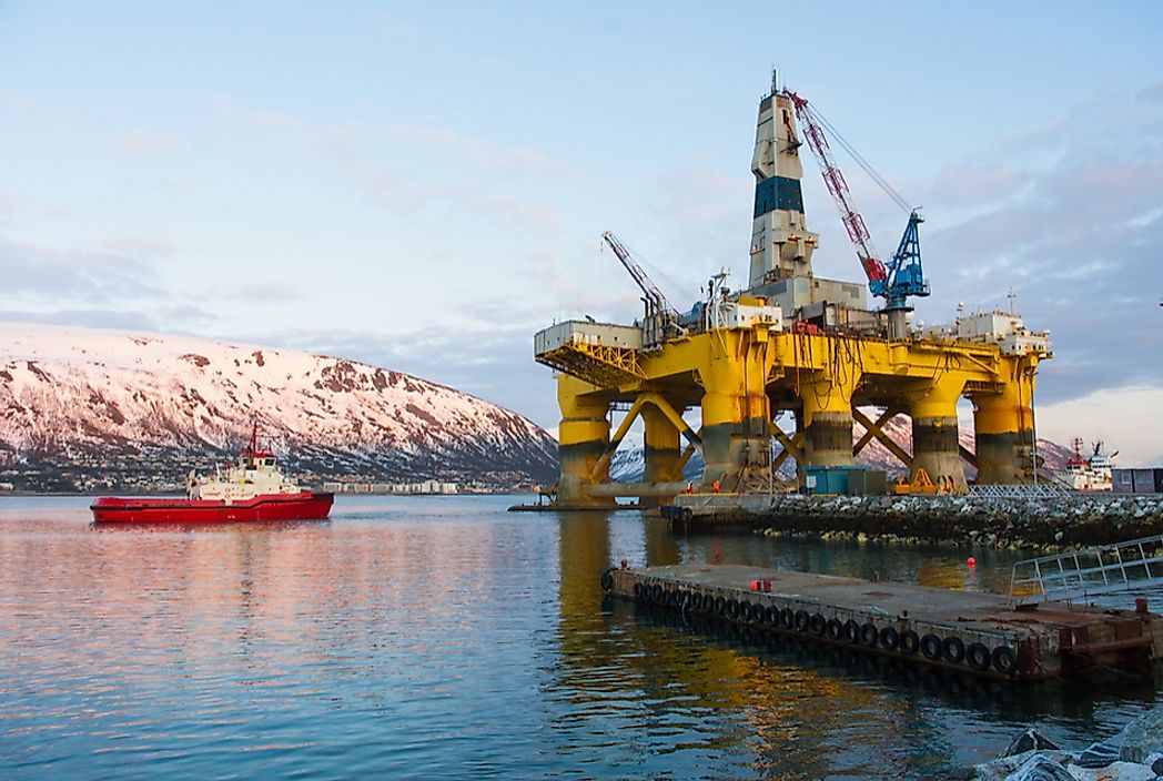 An oil platform in Tromsø, Norway. Oil is Norway's biggest export by a large percentage. Photo credit: shutterstock.com.
