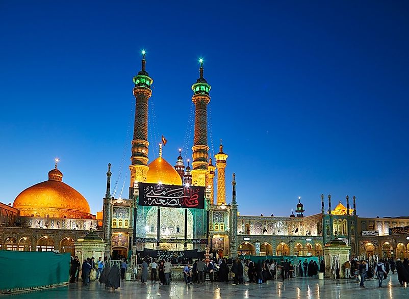 The Fatima Masumeh Shrine in Qom, Iran is one of the holiest sites for Shia Muslims in the country.