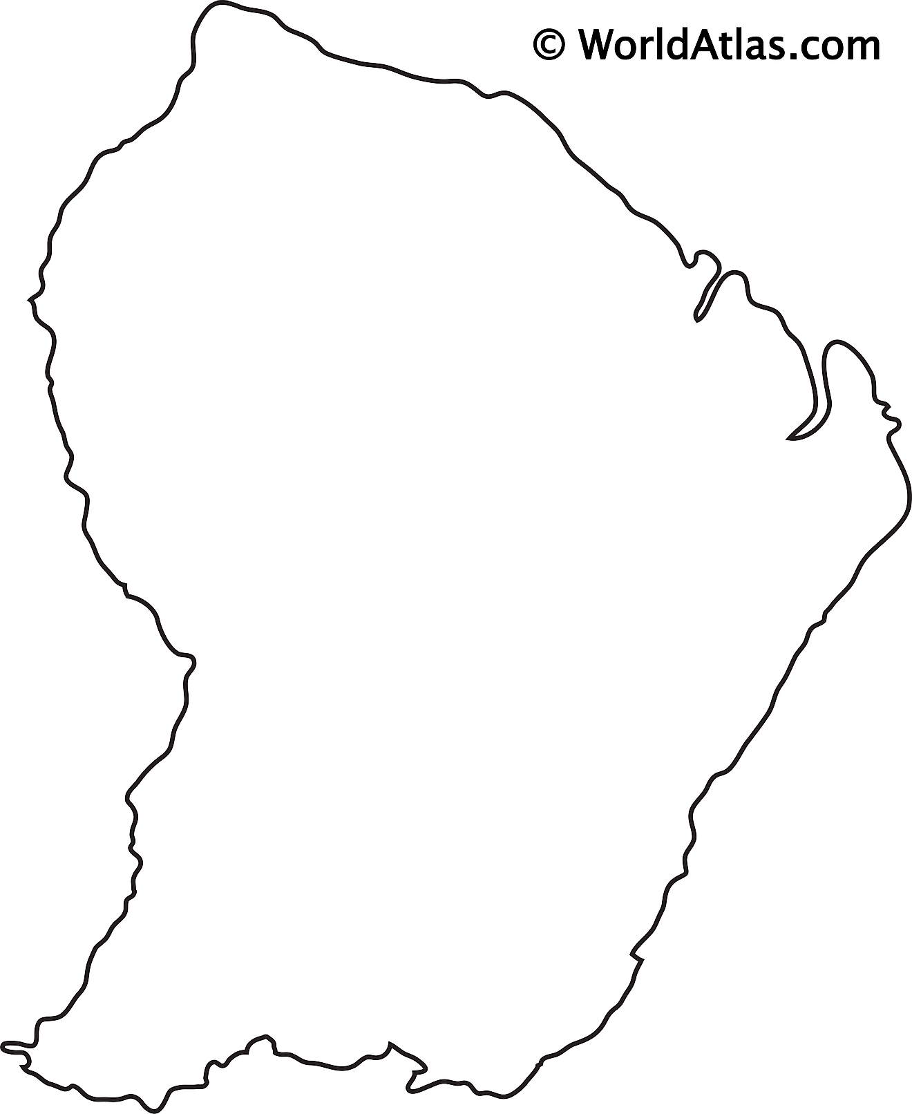 Blank Outline Map of French Guiana