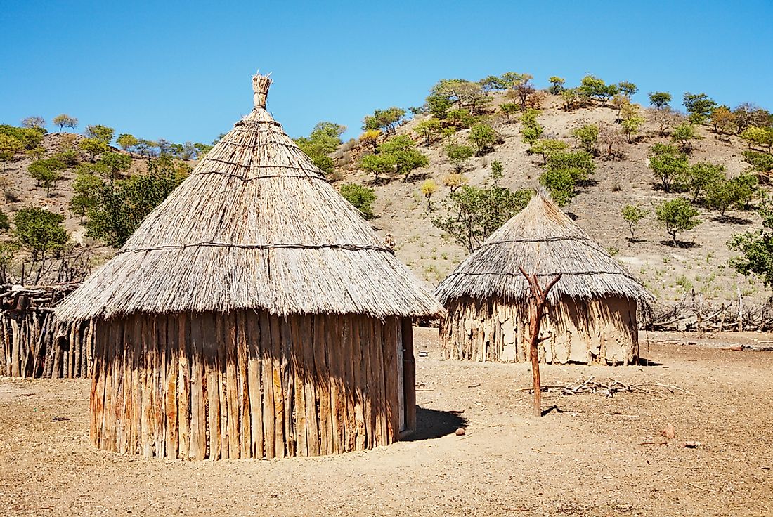 Traditional huts of the Himba people in Namibia. 