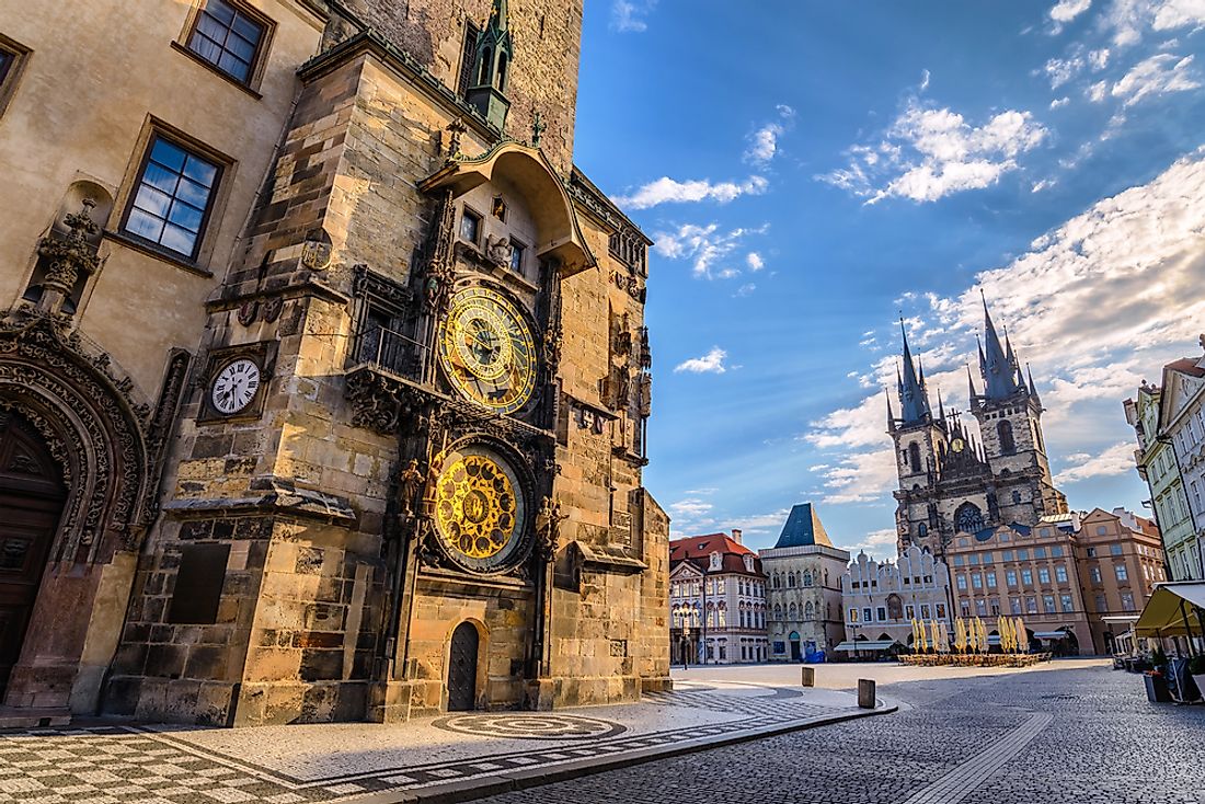 Prague's old town and famous old clock. 