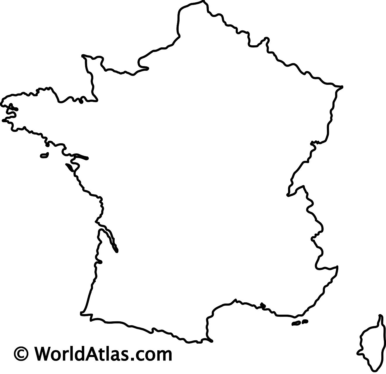 Blank Outline Map of France