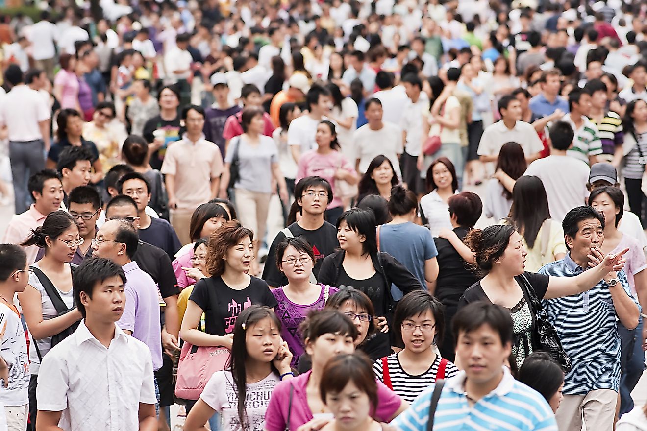  Crowd at Nanjing Road in Shanghai, China's most populated city. Image credit: TonyV3112/Shutterstock.com 