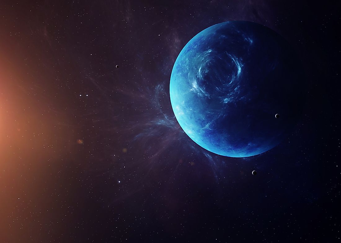 A 3D rendering of Neptune, "the blue planet". 
