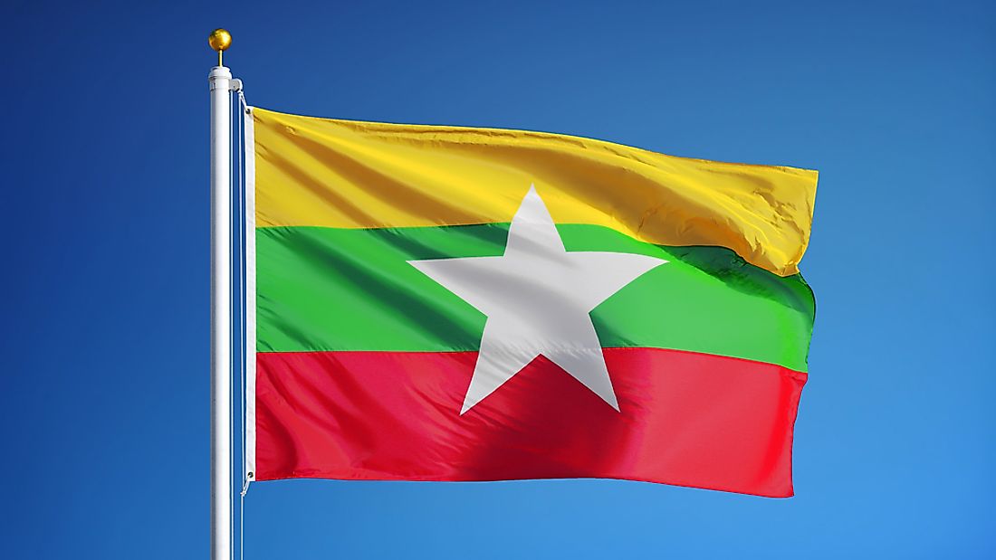 The flag of Myanmar. 