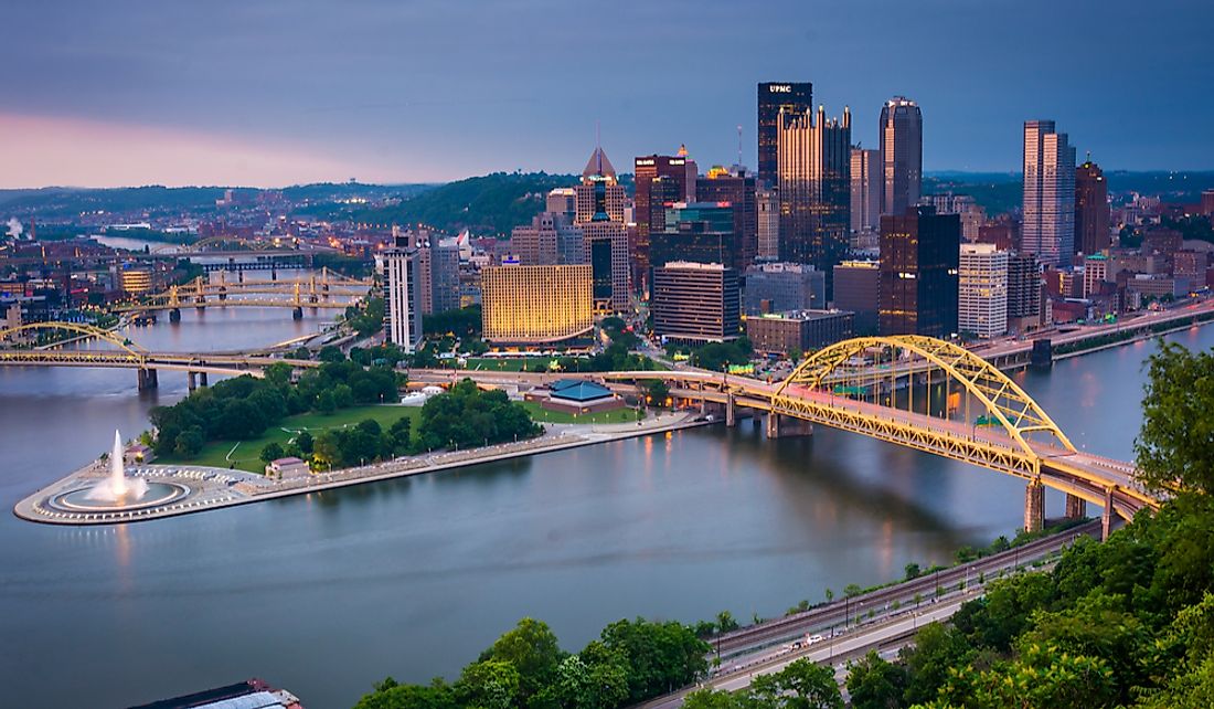 Pittsburgh sits at the confluence of three rivers necessitating its many bridges.