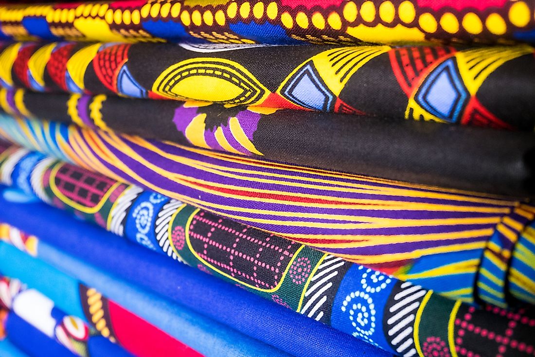 Fabrics for sale at a marketplace in Nigeria. 