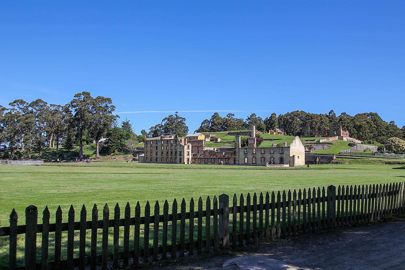 Ruins of settlements and prison for convicts at Port Arthur in Tasmania, Australia. 
