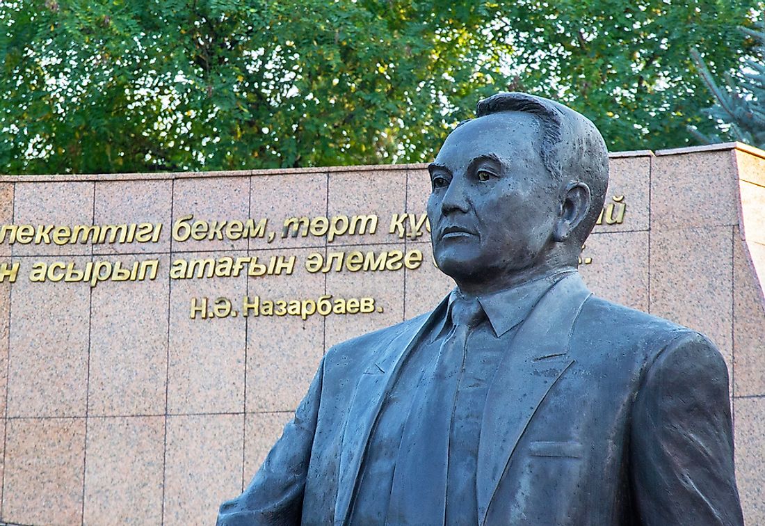 A statue of Nazarbayev in Almaty, Kazakhstan. Editorial credit: Cholpan / Shutterstock.com.