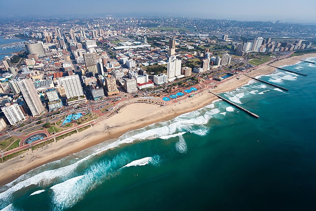 An aerial view of Durban, South Africa. 