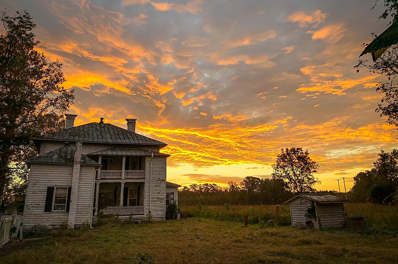Farmhouse at sunrise