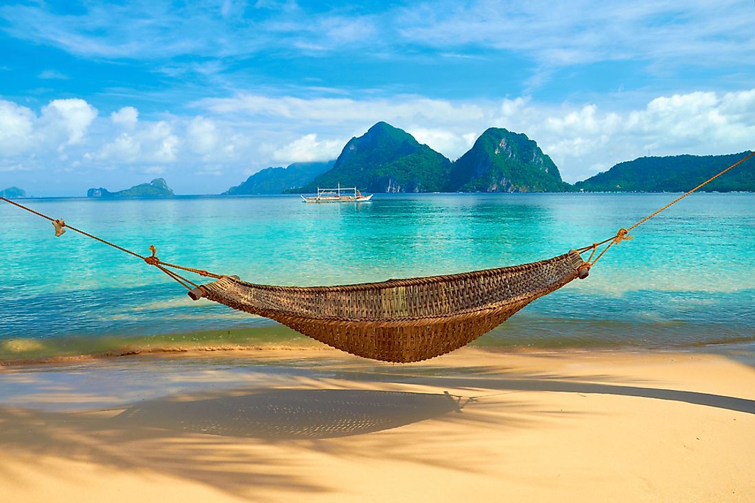 A hammock on one of many beaches in the Philippines. 