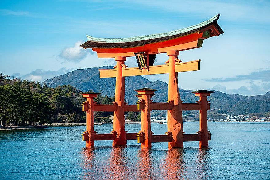 The torii of Itsukushima Shinto Shrine in Japan.