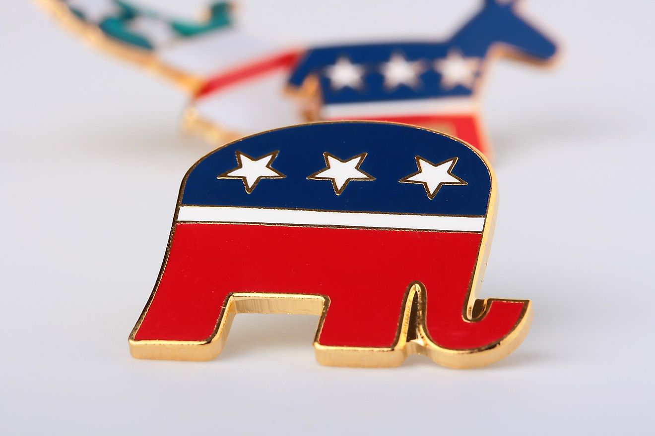 A Republican Party pin. 