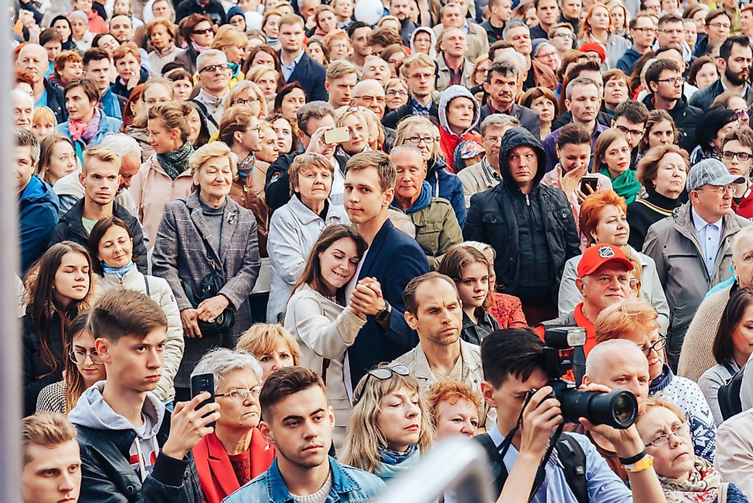 People in the streets of Minsk, Belarus in 2018. Editorial credit: Yerchak Uladzimir / Shutterstock.com.