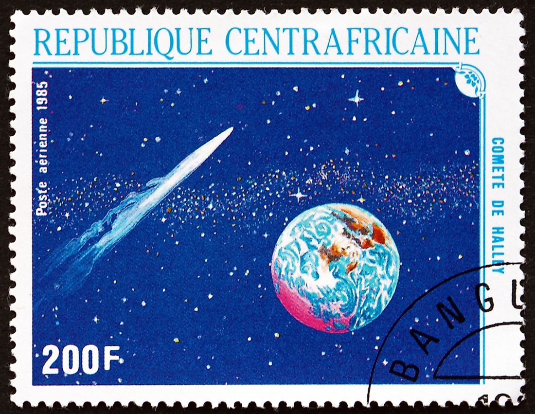 A stamp from the Central African Republic showing Halley's Comet. Editorial credit: Boris15 / Shutterstock.com.