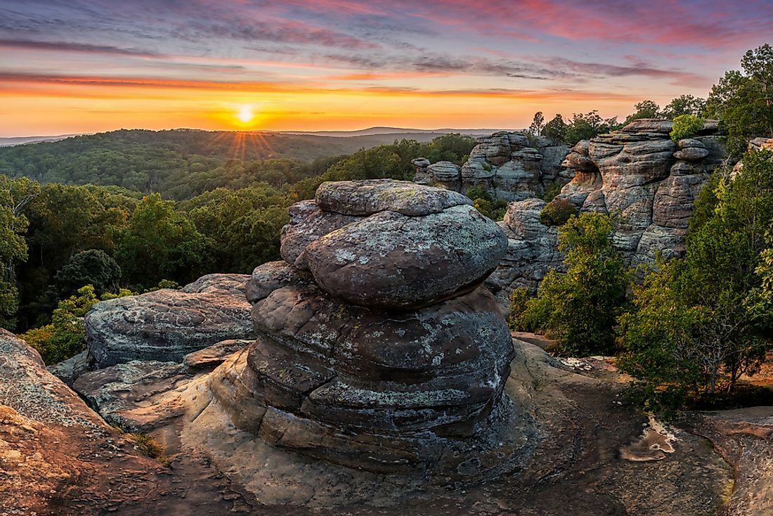 A sunset in Shawnee National Forest in Illinois. 