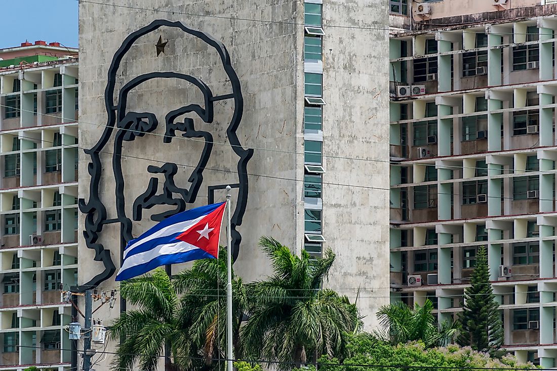 Artwork featuring the portrait of Che Guevara in downtown Havana, Cuba. 