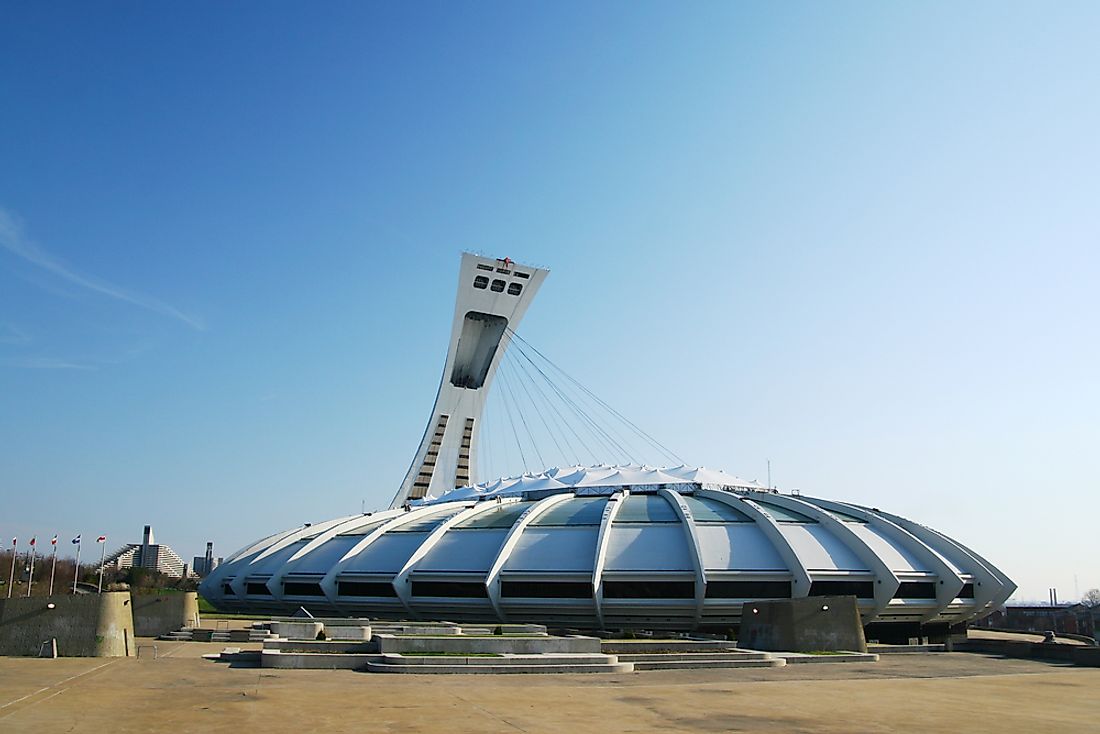 Olympic Stadium, Montreal, is one of the largest stadiums in Canada. 