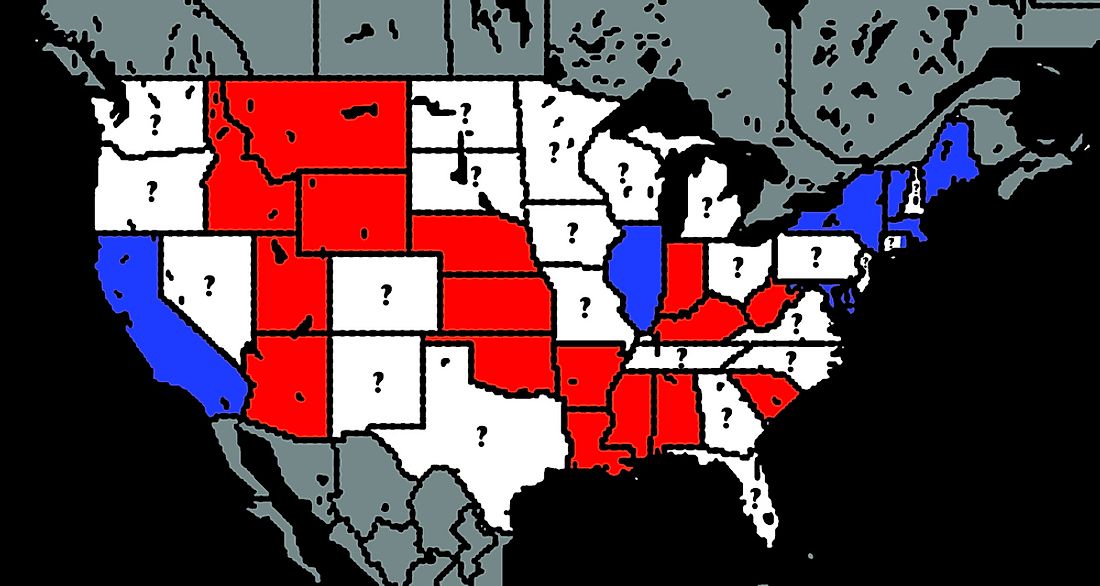 Several US states are classified as swing states as their political association is uncertain.