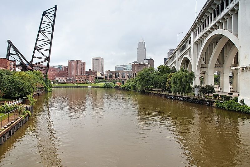 The Cuyahoga River in Cleveland, Ohio.