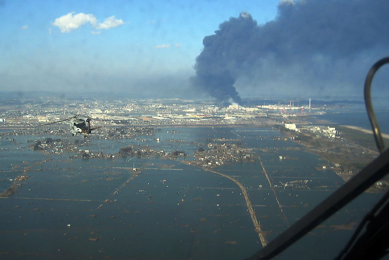 Damage caused by the 2011 Tōhoku earthquake and tsunami in Japan.